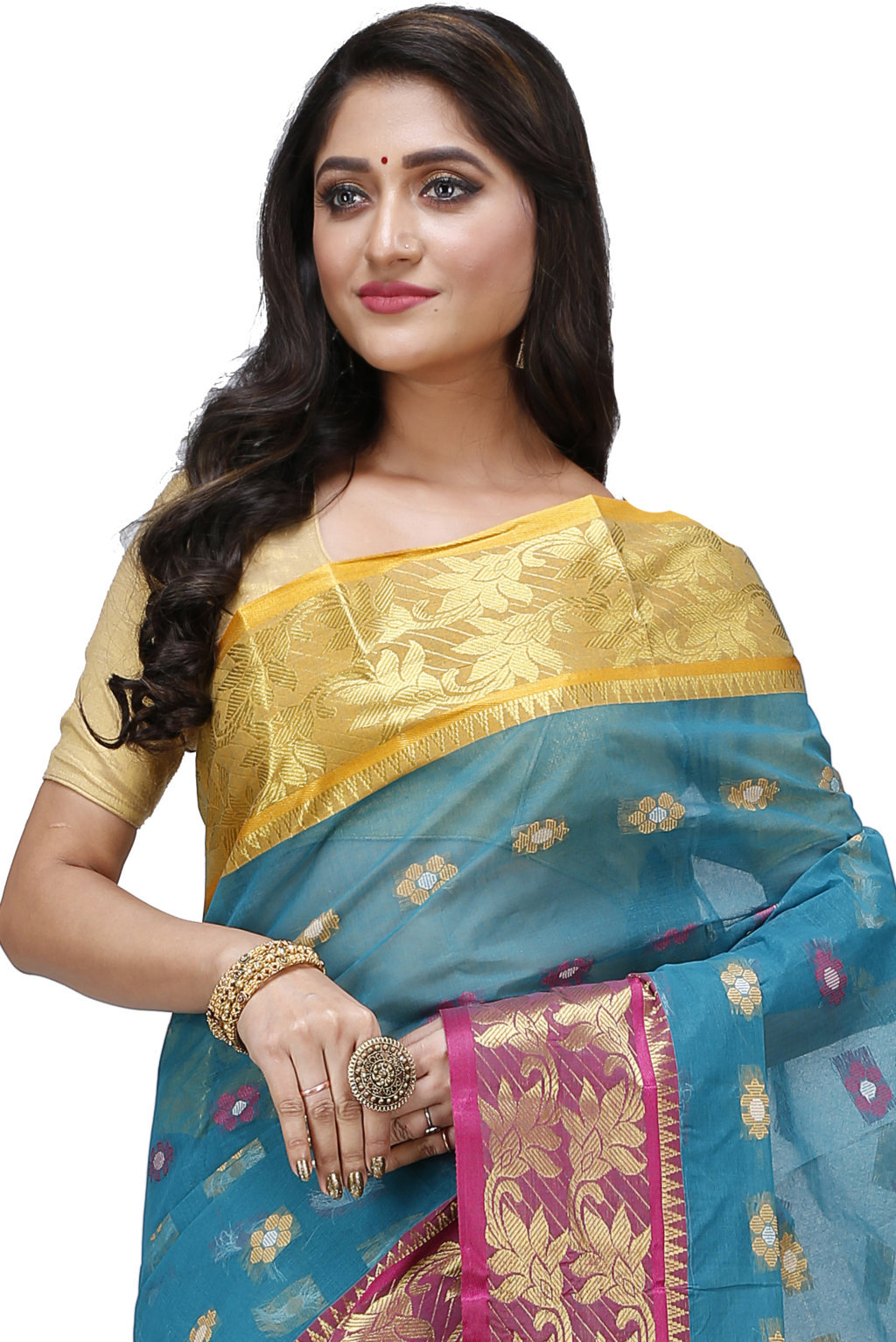 Green Pure Cotton Dui_Has Tant Saree (871)